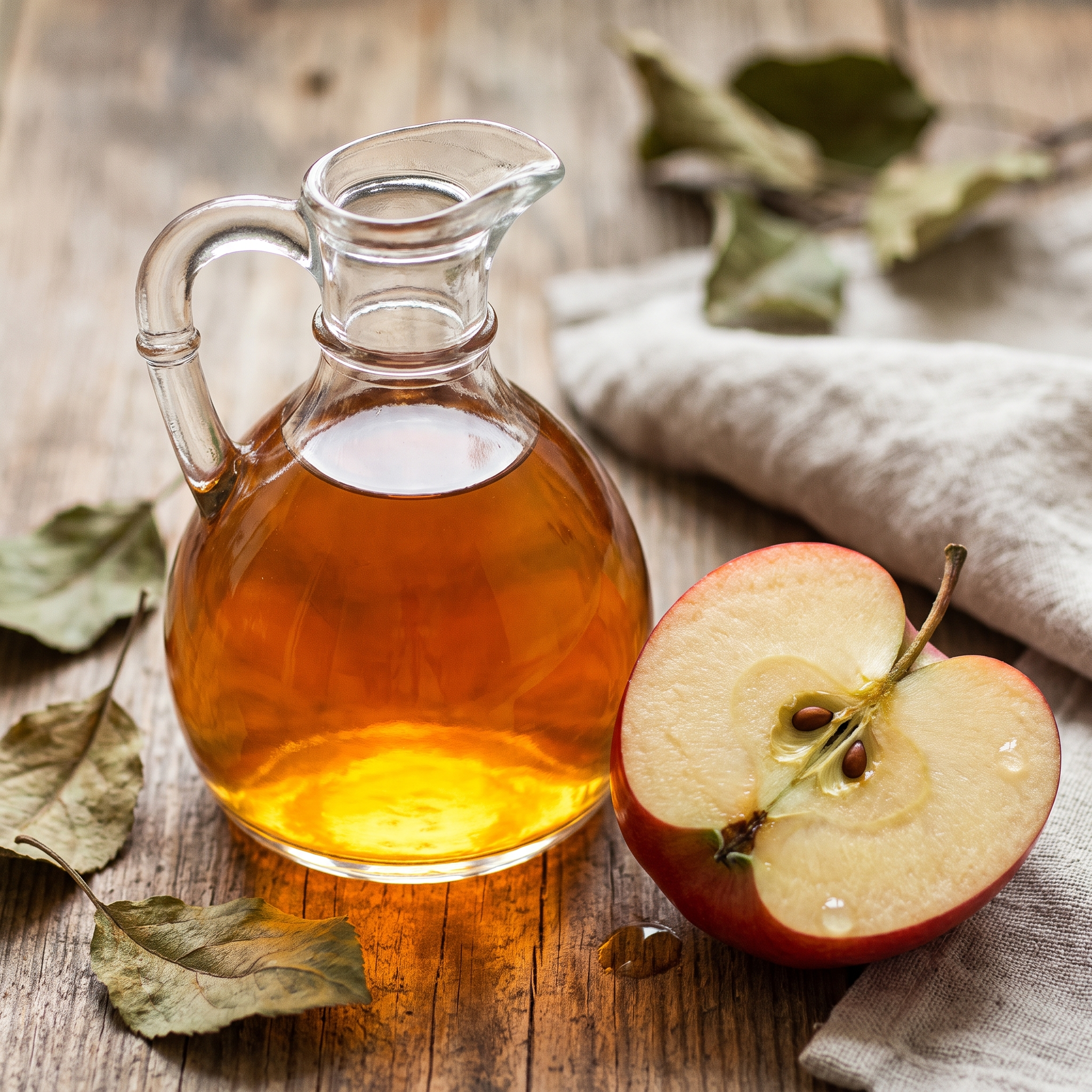 Apple cider vinegar with fresh apples